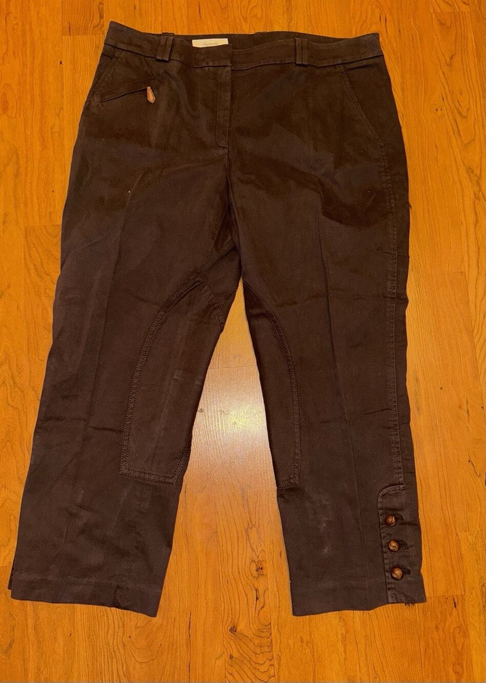 Faconnable Women’s Brown Capri Pants Wood Accent Size 10 France